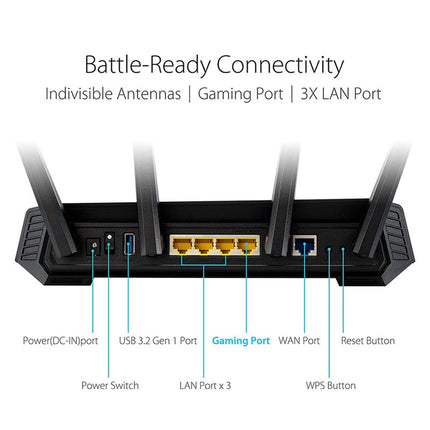 Asus ROG Strix AX5400 Wi-Fi 6 Gaming Router - Dedicated Gaming Port, VPN Fusion, Instant Guard, AiMesh, Adaptive QoS, Port Forwarding, Aura RGB