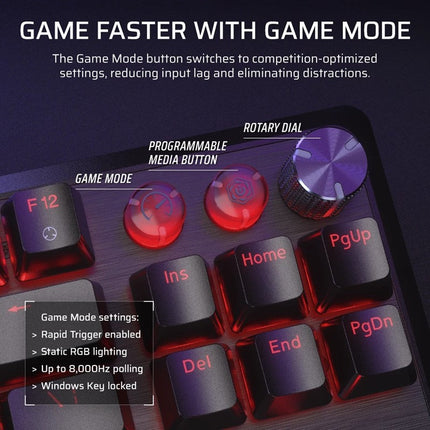Corsair K70 PRO TKL High-Performance Hall Effect Programmable Gaming Keyboard with Rapid Trigger - Black