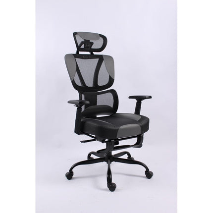 Black Bull Mesh Office and Gaming Chair with Footrest  - Black