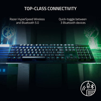 Razer DeathStalker V2 Pro Wireless RGB Optical Gaming Keyboard, Linear Red Switch (US Layout) - Black