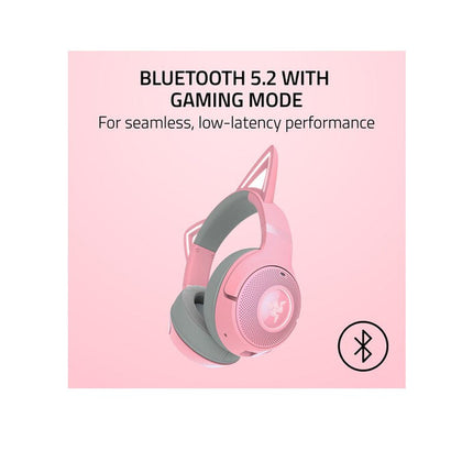 Razer Kraken Kitty V2 Wireless Bluetooth RGB Gaming Headset with Kitty Ears - Quartz