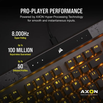 Corsair K70 MAX RGB Magnetic-Mechanical Gaming Keyboard, Adjustable CORSAIR MGX Switches - Black