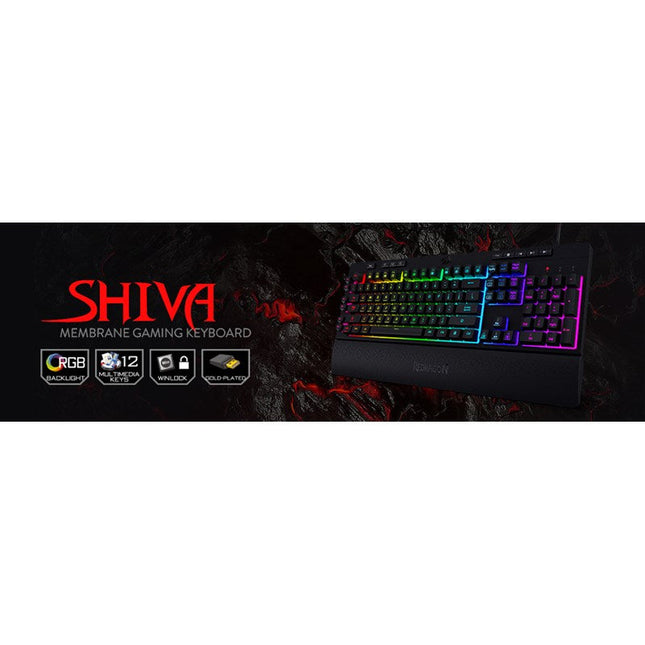 Redragon K512 Shiva RGB Backlit Membrane Wired Gaming Keyboard with Multimedia Keys - (English Layout)