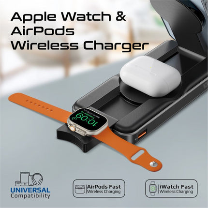 Promate 10000mAh 5-in-1 Foldable MagSafe Compatible Wireless Charging Power Bank