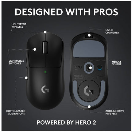 Logitech PRO X SuperLight 2 Compact Wireless Gaming Mouse - Black