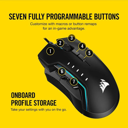 Corsair GLAIVE RGB PRO Wired Gaming Mouse - Aluminum