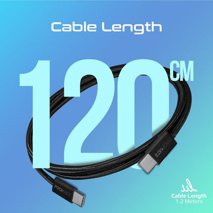 Promate Ultra-Fast 60W PD USB-C Fabric Braided Cable