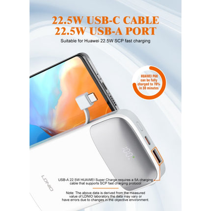LDNIO PQ19 10000mAh Slim Power Bank with Build in Cable