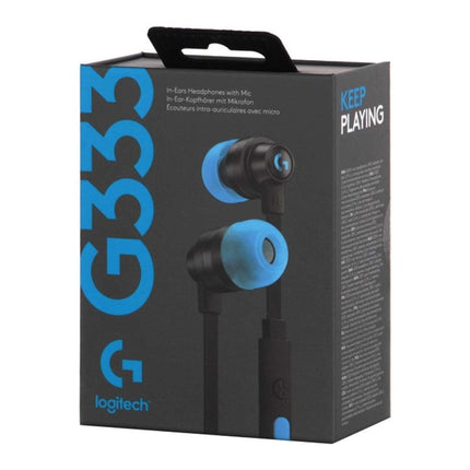 Logitech G333 Wired Gaming Earphones, 3.5mm - Black