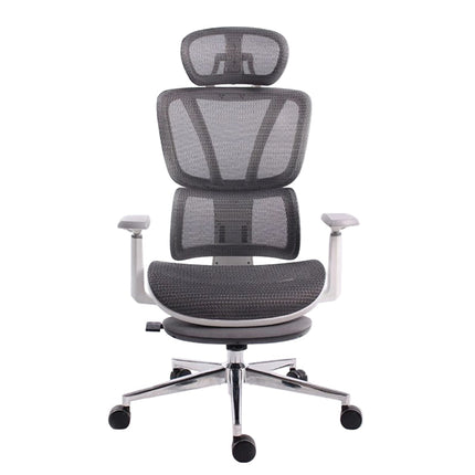Black Bull Mesh Office and Gaming Chair with Footrest  - White / Grey