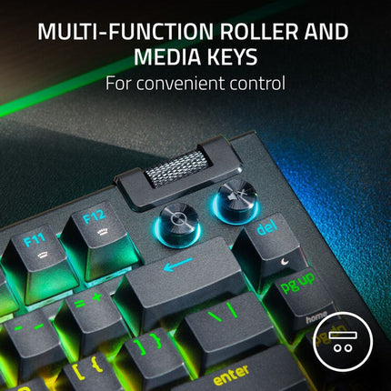 Razer BlackWidow V4 75% Mechanical Gaming Keyboard, Orange Tactile Switches - Black