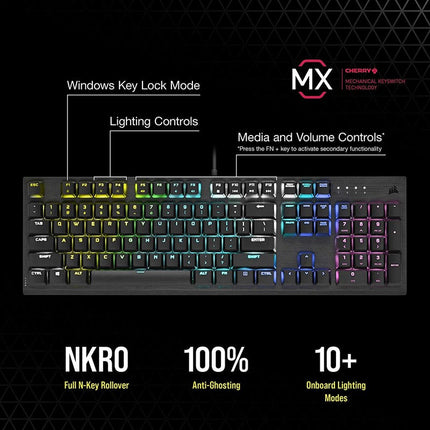 Corsair K60 PRO Low-Profile Wired RGB Mechanical Gaming Keyboard - Black