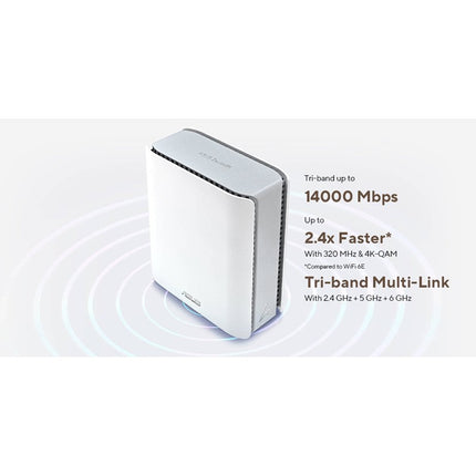 Asus ZenWiFi BT8 Tri-band WiFi 7 Smart AiMesh Extendable Router (1 Pack) - White