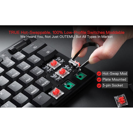 Redragon K632 Noctis 60% Wired RGB, Ultra-Thin Low Profile Mechanical Gaming Keyboard - Black