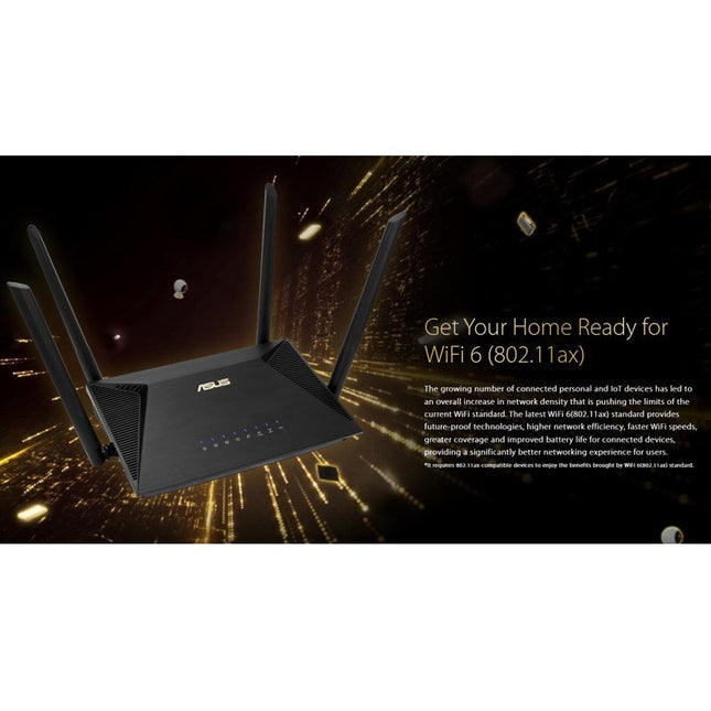 Asus AX1800 Dual Band Wi-Fi 6 (802.11ax) Router Supporting MU-MIMO and OFDMA Technology, with AiProtection Classic Network Security Powered by Trend Micro, Compatible with Asus AiMesh Wi-Fi System