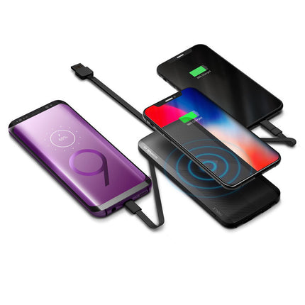 iWalk Scorpion Air 8000mAh Portable Power Bank With Wireless Charging & In-Built Cables - Black