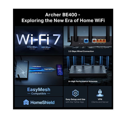 TP-Link BE6500 Dual-Band Wi-Fi 7 Router 6.5 Gbps Dual-Band