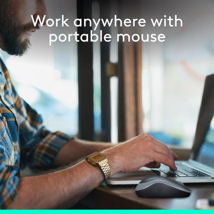 Logitech M185 Wireless Mouse, 2.4 GHz with USB Mini Receiver, 12-Month Battery Life, Compatible with PC, Laptop - Grey