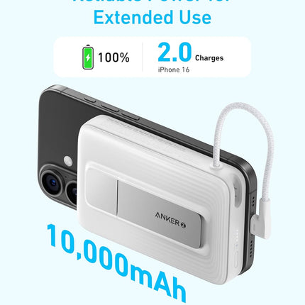 Anker Zolo Wireless Power Bank (10K, 30W, Built-In USB-C Cable) - Black