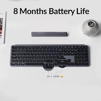Keychron B6 Pro Full-Size Ultra-Slim Wireless ZMK Custom Keyboard for Windows & Mac, English/Arabic - Space Grey