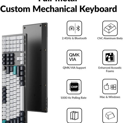 Keychron Q6 Max 100% QMK/VIA Wireless RGB Mechanical Gaming Keyboard (Gateron Jupiter Red Switch) - Black (English/Arabic Layout)