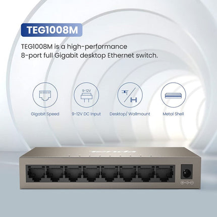 Tenda 8-Port Gigabit Desktop Switch - Metal