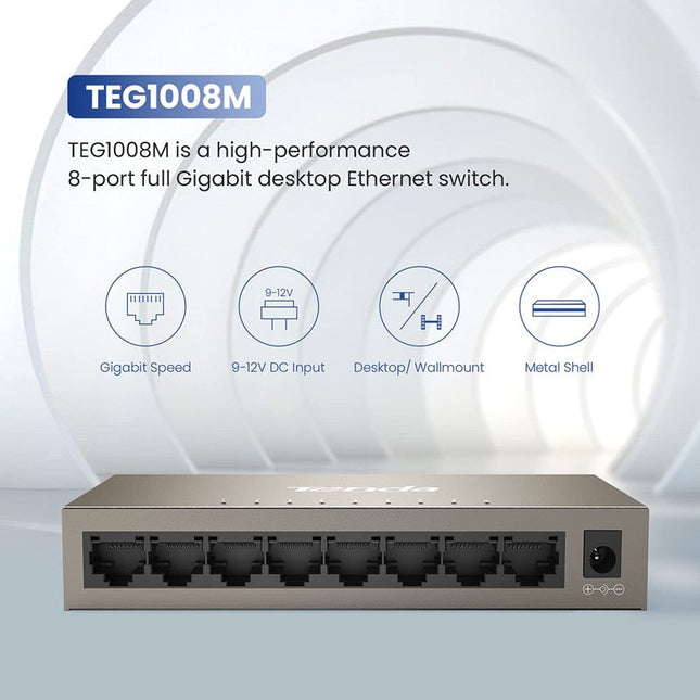 Tenda 8-Port Gigabit Desktop Switch - Metal