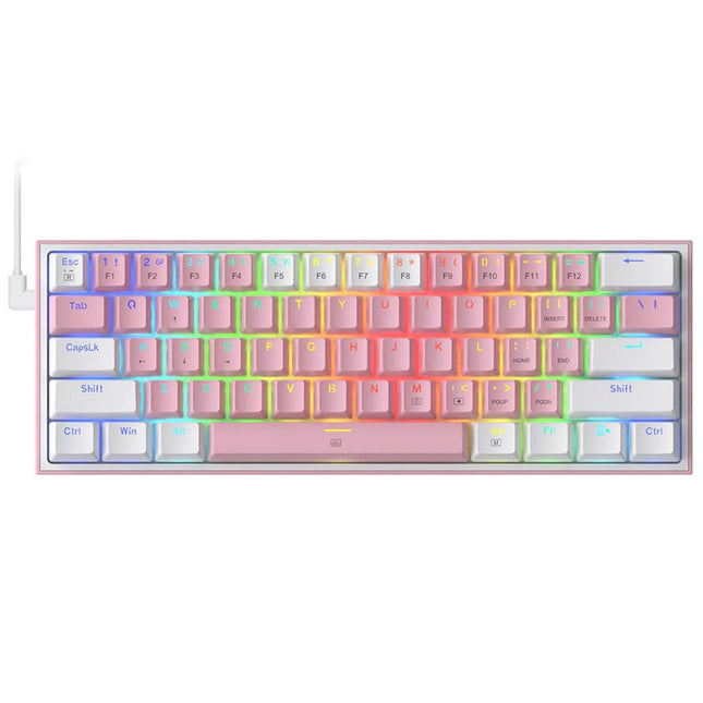 Redragon K617 Fizz 61 Keys Wired RGB Mechanical Gaming Keyboard (Blue Switch) - White/Pink