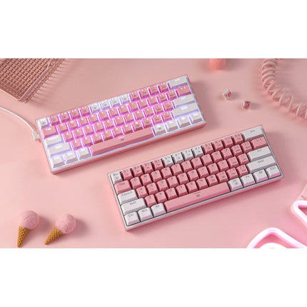 Redragon K617 Fizz 61 Keys Wired RGB Mechanical Gaming Keyboard (Blue Switch) - White/Pink