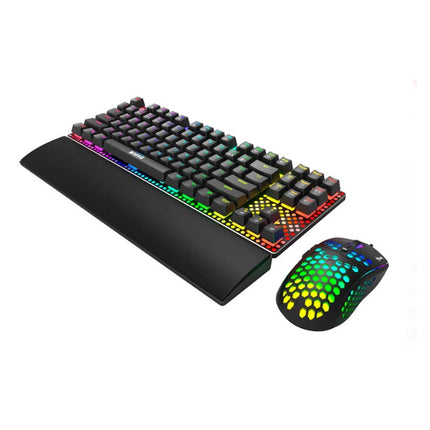 MARVO CM373 EN 3 In 1 Wired Mechanical Gaming Keyboard, Mouse & Wrist Support - Black