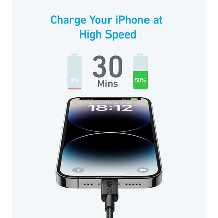 Anker 322 USB-C to Lightning Cable Braided, Black