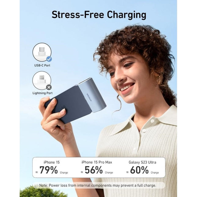 Anker Nano Power Bank with Built-in Foldable USB-C Connector, 5000 mAh Portable Charger 22.5 Watts