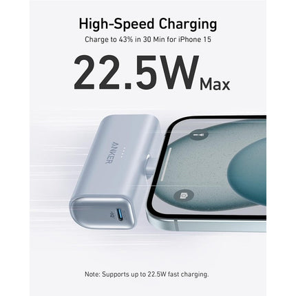 Anker Nano Power Bank with Built-in Foldable USB-C Connector, 5000 mAh Portable Charger 22.5 Watts