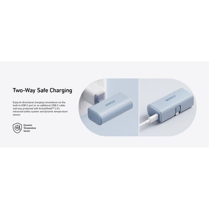 Anker Nano Power Bank with Built-in Foldable USB-C Connector, 5000 mAh Portable Charger 22.5 Watts