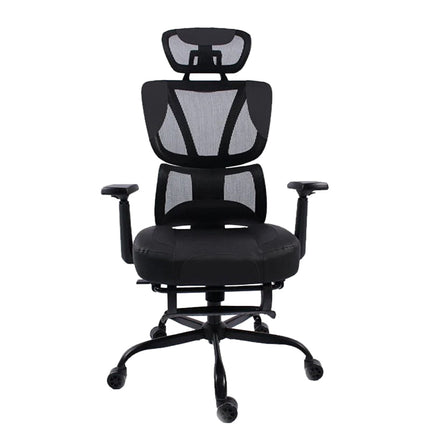 Black Bull Mesh Office and Gaming Chair with Footrest  - Black