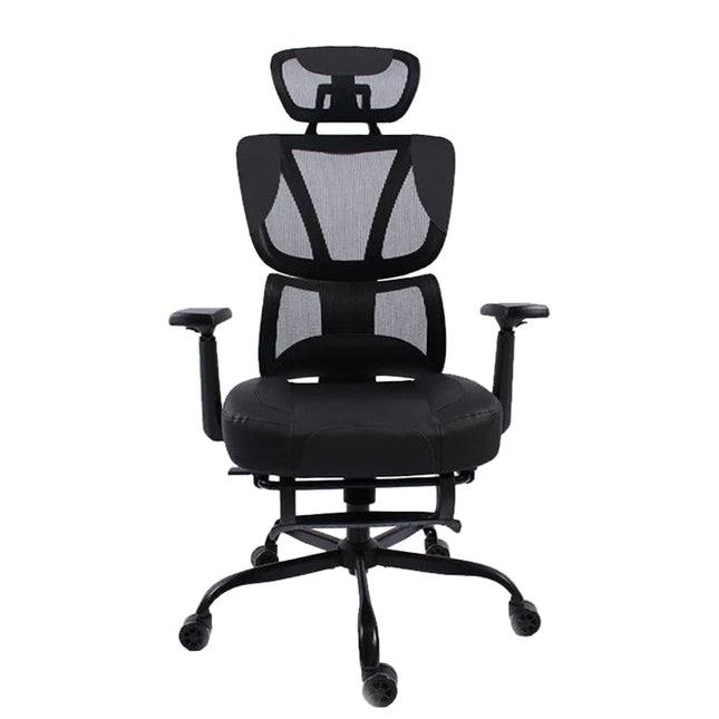 Black Bull Mesh Office and Gaming Chair with Footrest  - Black