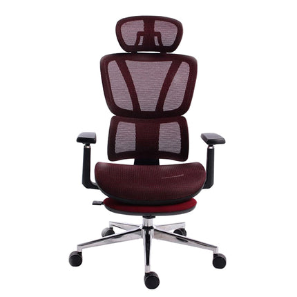 Black Bull Mesh Office and Gaming Chair with Footrest  - Black / Red