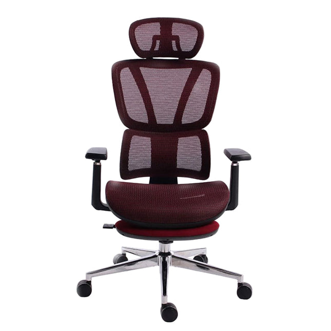 Black Bull Mesh Office and Gaming Chair with Footrest  - Black / Red
