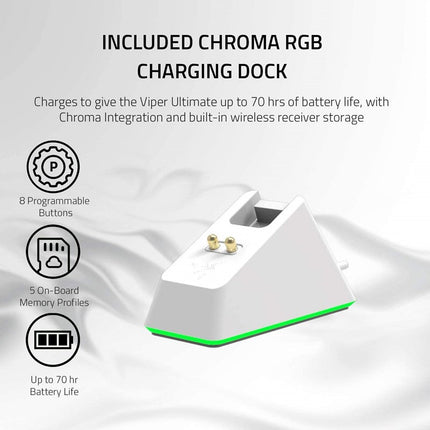 Razer Viper Ultimate Lightest Wireless Gaming Mouse & RGB Charging Dock  - Mercury