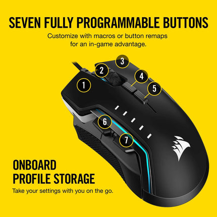 Corsair GLAIVE RGB PRO, Aluminium, Optical 18000 DPI Gaming Mouse
