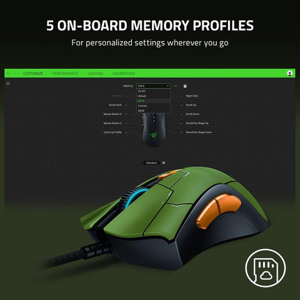 Razer DeathAdder V2 wired Gaming Mouse with Best-in-class Ergonomics - Halo Infinite