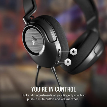 Corsair HS35 SURROUND v2 Multiplatform Wired Gaming Headset for PC, PS5, Xbox & Mobile - Black
