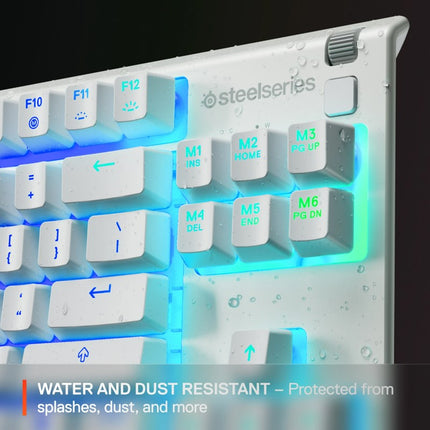 SteelSeries Apex 3 TKL Water Resistant Quiet Wired RGB Quiet Mechanical Gaming Keyboard - White (US Layout)