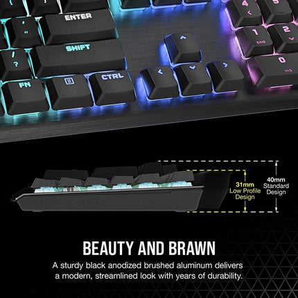Corsair K60 PRO Low-Profile Wired RGB Mechanical Gaming Keyboard - Black