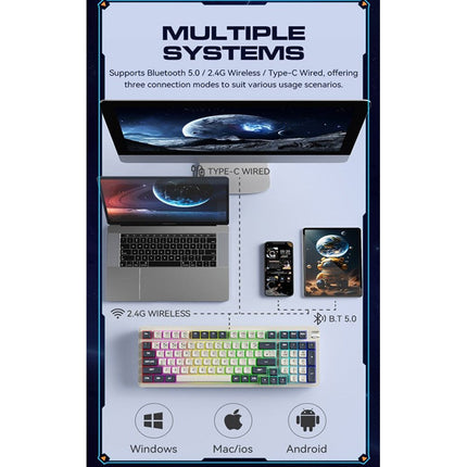 DarkFlash DF98 RGB Wireless (3-Modes BT/2.4GHz/USB-C) Gasket RGB (Linear Yellow Switch) Mechanical Gaming Keyboard - Twilight