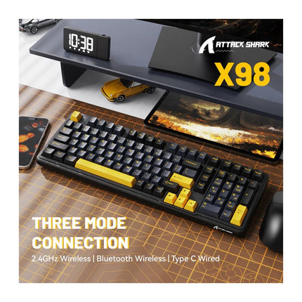 ATTACK SHARK X98 Full-size Tri-Mode (Bluetooth & 2.4 G Wireless & Type-C Wired )Wireless Mechanical Keyboard