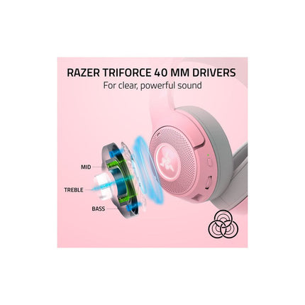 Razer Kraken Kitty V2 Wireless Bluetooth RGB Gaming Headset with Kitty Ears - Quartz