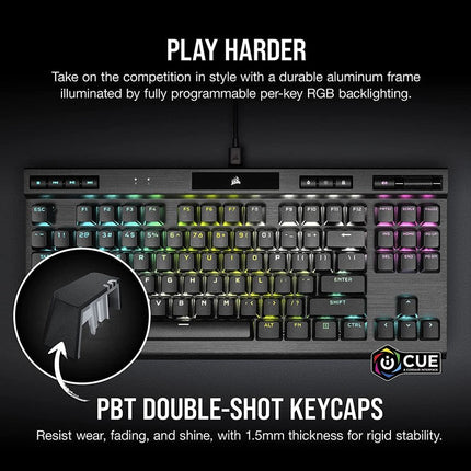 Corsair K70 TKL CHAMPION SERIES Wired RGB Optical-Mechanical Gaming Keyboard - Black