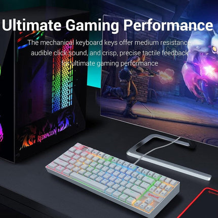 Redragon KUMARA K552W RGB TKL Wired Mechanical Gaming Keyboard (Blue Switch) - White