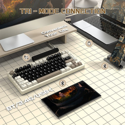 ATTACK SHARK X75 Tri-Mode (USB-C/2.4G /Bluetooth) 75% Wireless Gasket Mechanical Full Aluminum Gaming Keyboard